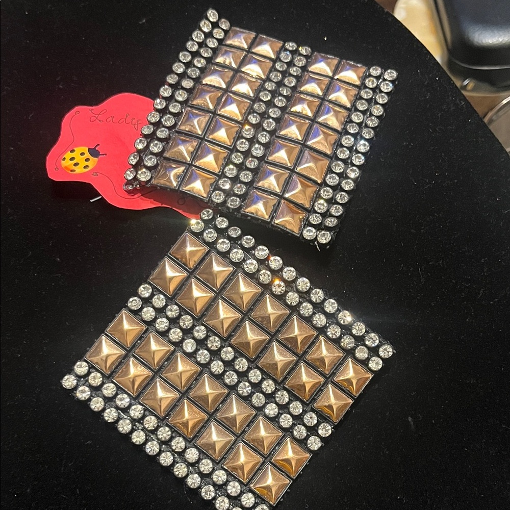 Black and Gold Studded Earrings